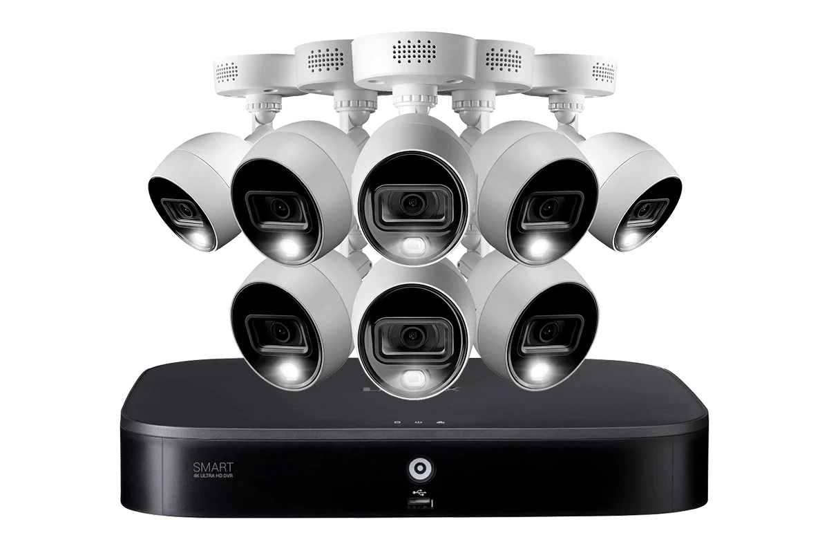 4K 8-channel 2TB Wired DVR System with 8 Active Deterrence Cameras