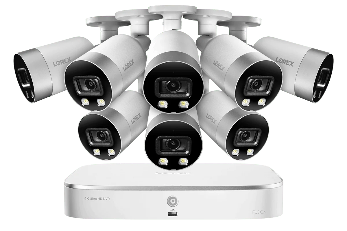 4K Ultra HD 8-Channel IP Security System with 8 Smart Deterrence 4K (8MP) Cameras, Smart Motion Detection and Smart Home Voice Control