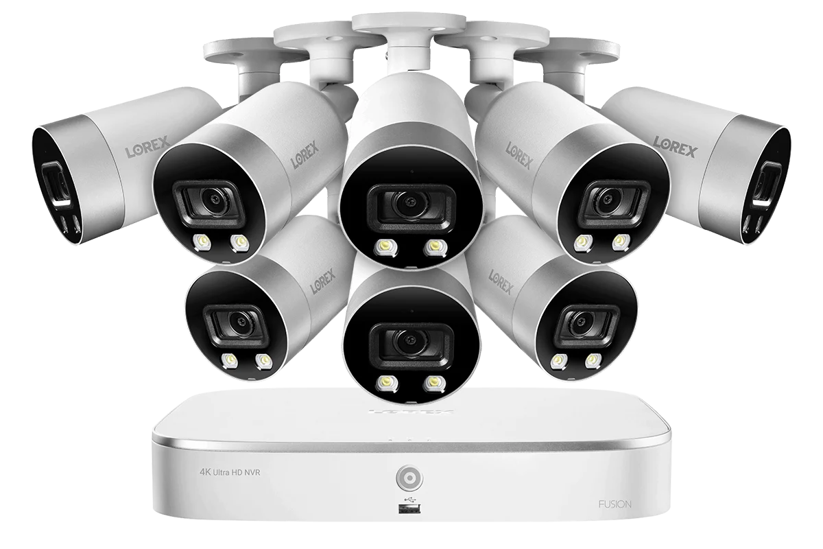 4K Ultra HD 8-Channel IP Security System with 8 Smart Deterrence 4K (8MP) Cameras, Smart Motion Detection and Smart Home Voice Control