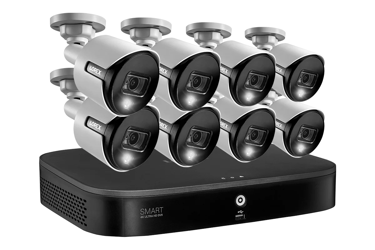 4K Ultra HD Security System with 16-Channel DVR and Eight 4K (8MP) Active Deterrence Cameras featuring Smart Motion Detection and Smart Home Voice Control