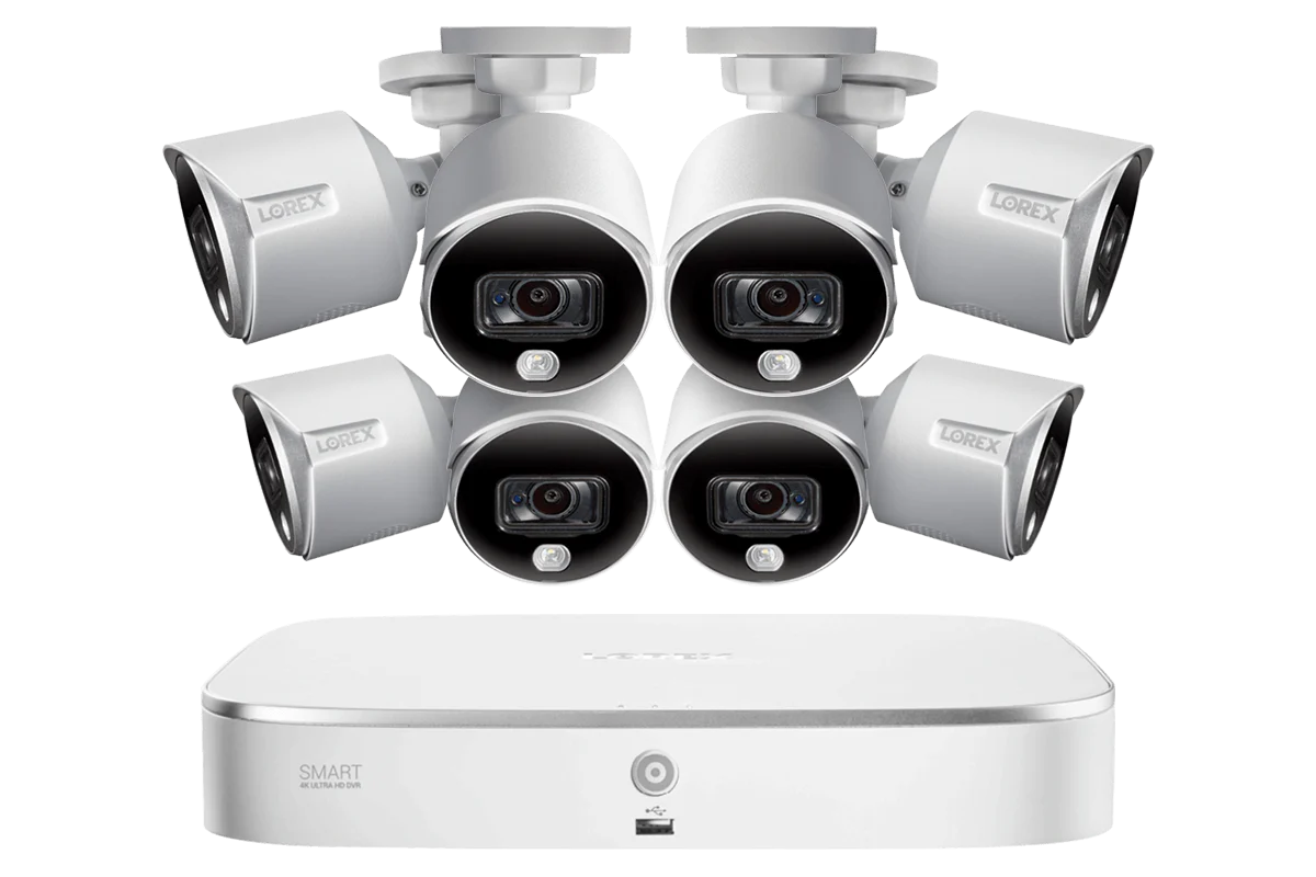 4K Ultra HD Security System with Eight 4K (8MP) Active Deterrence Cameras featuring Smart Motion Detection and Smart Home Voice Control
