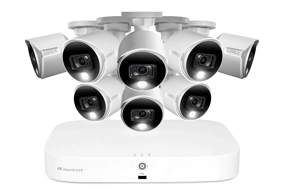 4K Wired DVR Security System with 8 Active Deterrence Cameras, Smart Motion Detection and Face Recognition