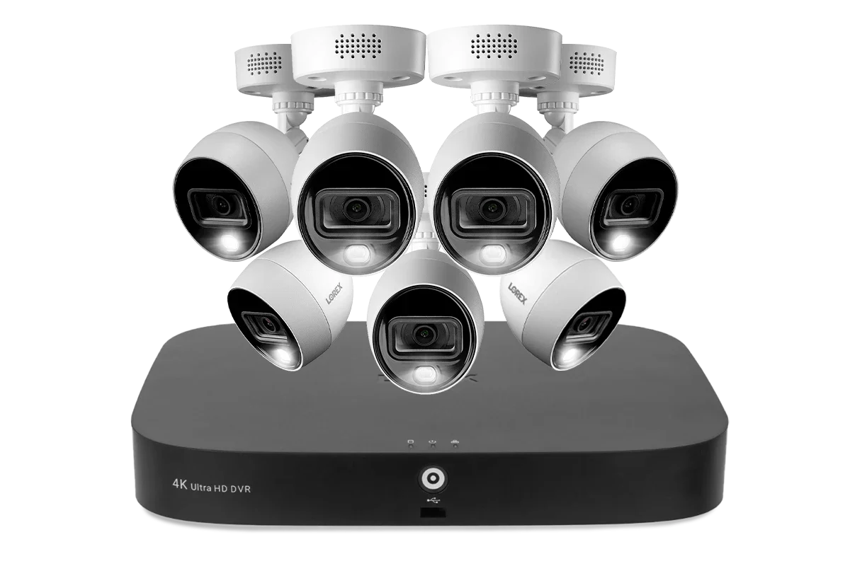 Lorex 4K 20 Camera Capable (16 Wired and 4 Fusion Wi-Fi) 2TB Wired DVR System with 7 Smart Deterrence Cameras