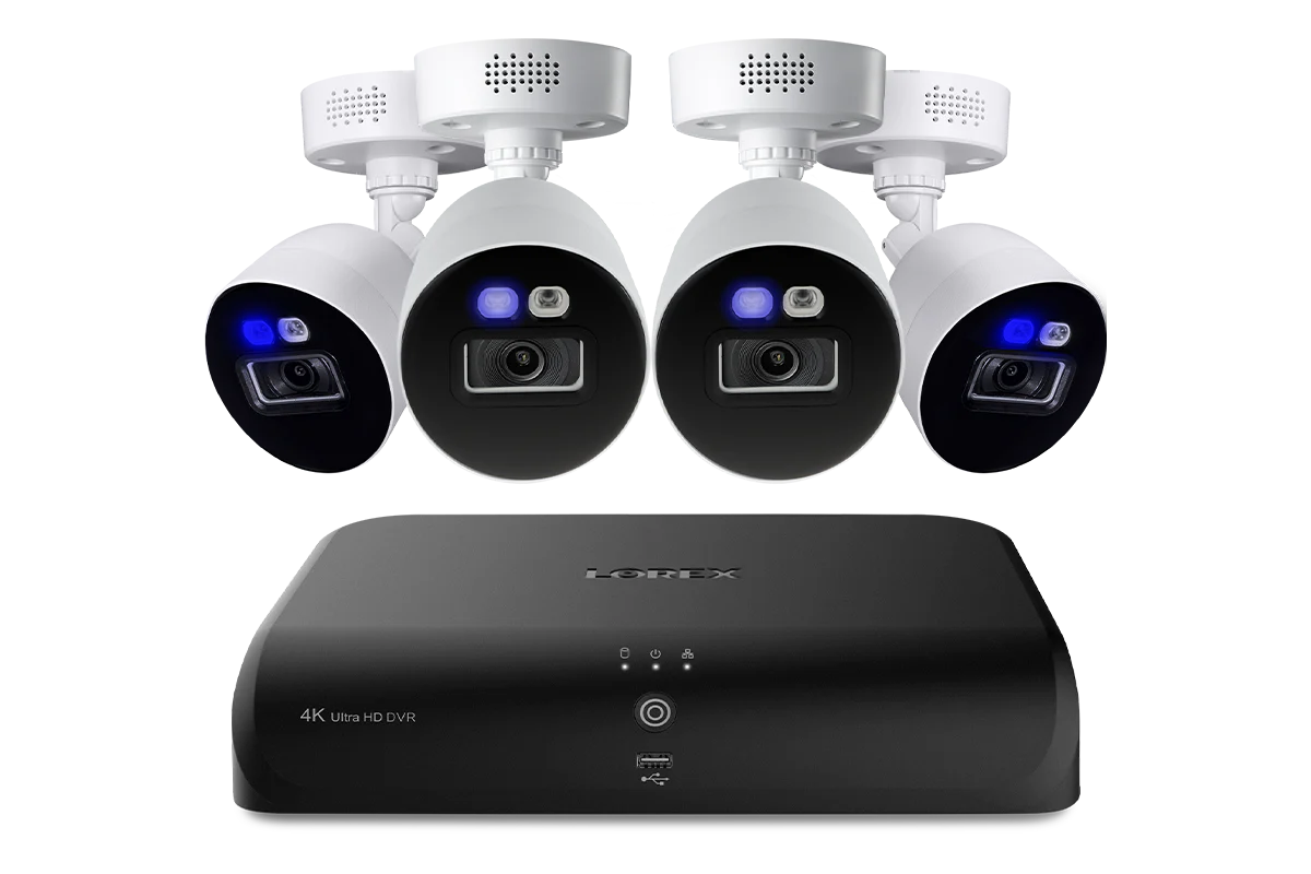 Lorex Fusion 4K 12 Channels (8 Wired and 4 Wi-Fi) 2TB Wired DVR System with 4 Smart Deterrence Cameras