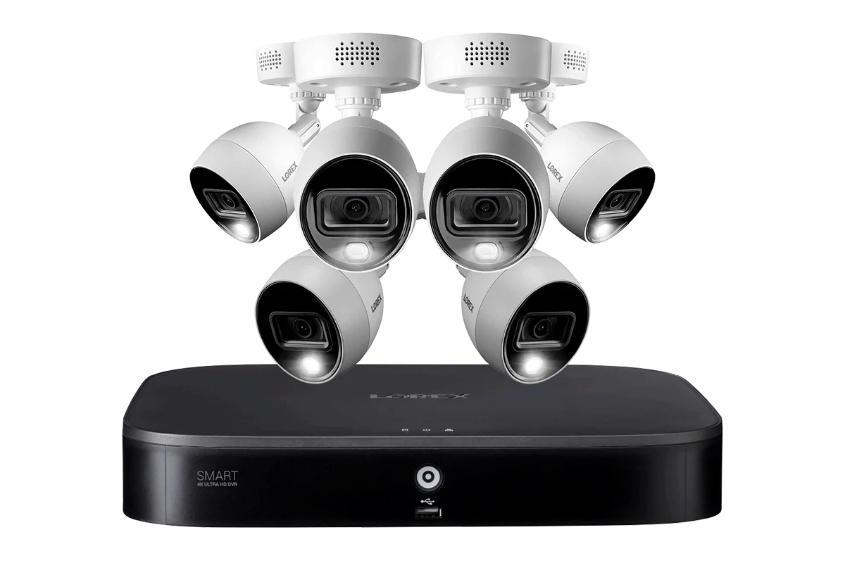 Lorex 4K 2TB Wired Security System with 6 Active Deterrence Cameras Control