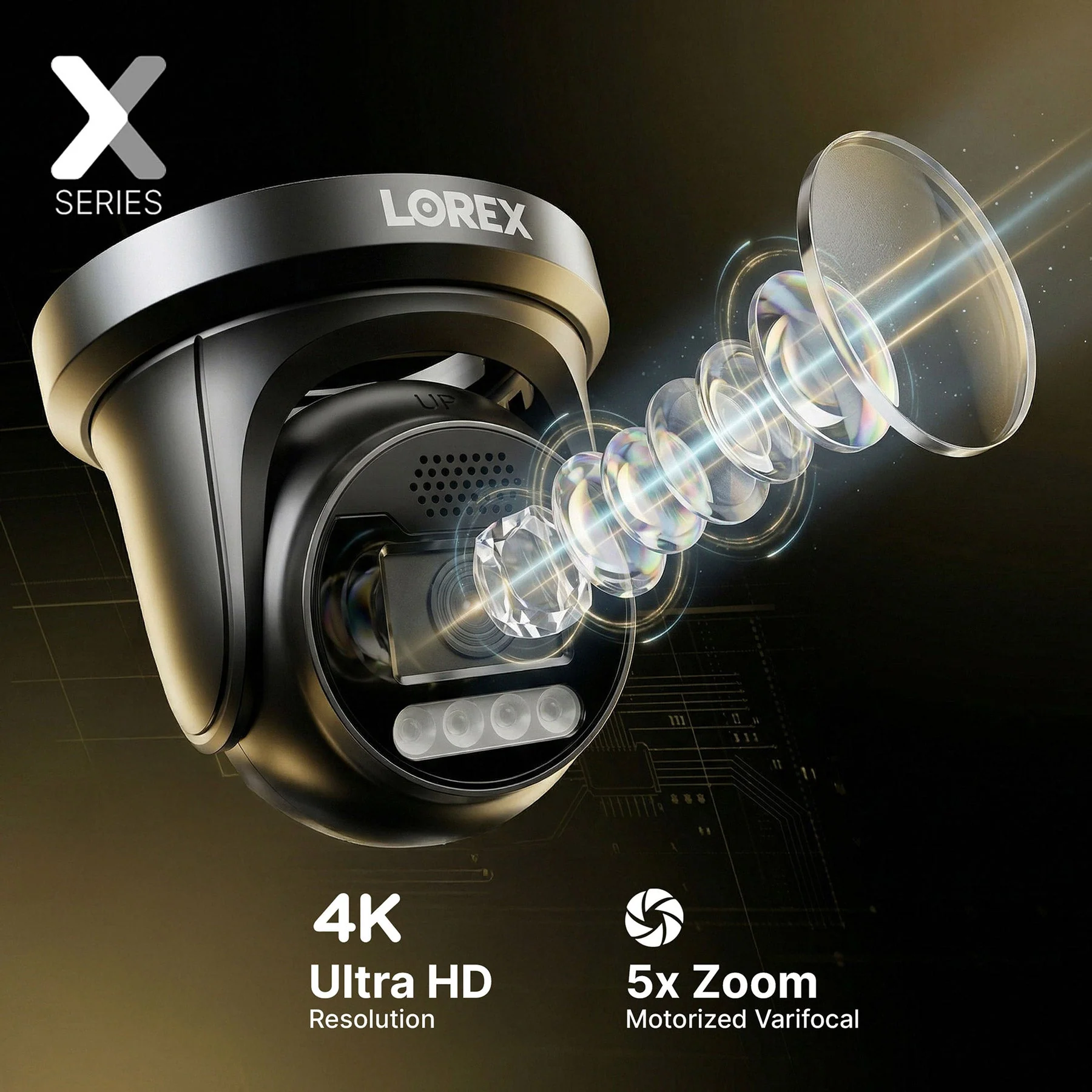 Lorex Connect X3 4K Motorized Varifocal PoE Turret Camera with Active Deterrence - Black/White - Image 4