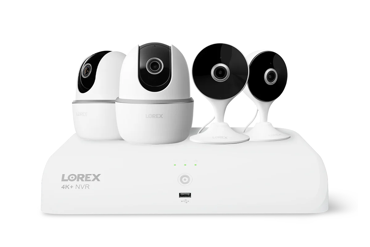 Lorex Wireless Fusion - 4K+ NVR with Two 2K Wi-Fi Indoor Camera and Two 2K Wi-Fi Indoor Pan-tilt Camera