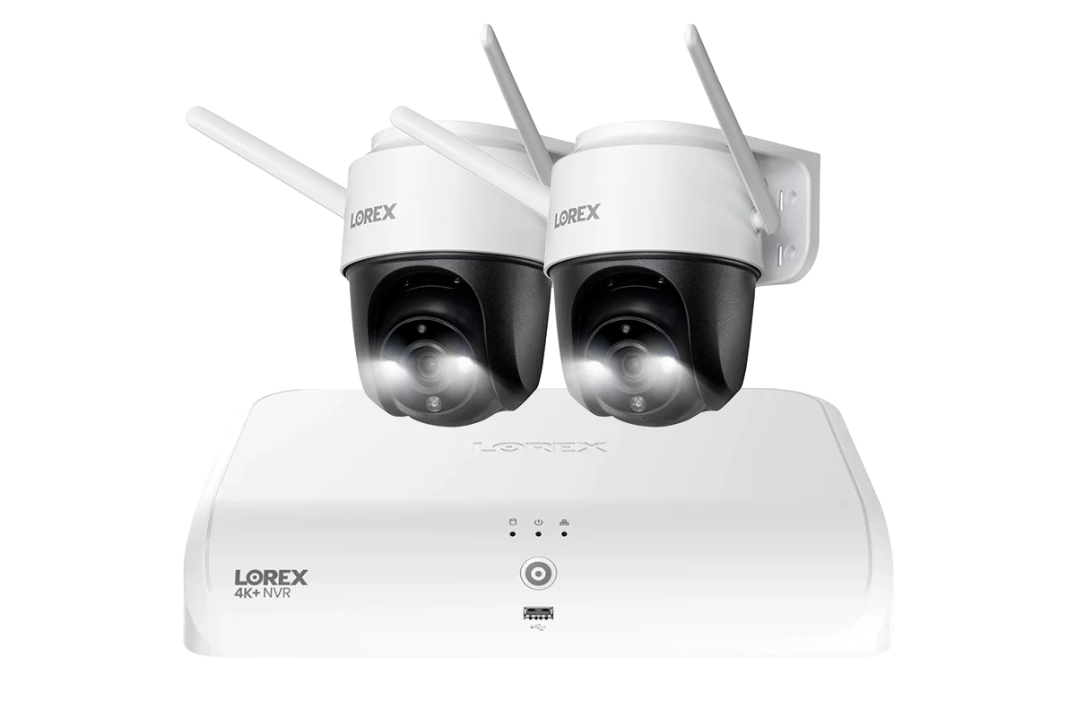 Lorex Fusion 4K+ 16 Channel (8 Wired + 8 Fusion Wi-Fi) 2TB NVR System with Two 2K Pan-Tilt Outdoor Wi-Fi Cameras