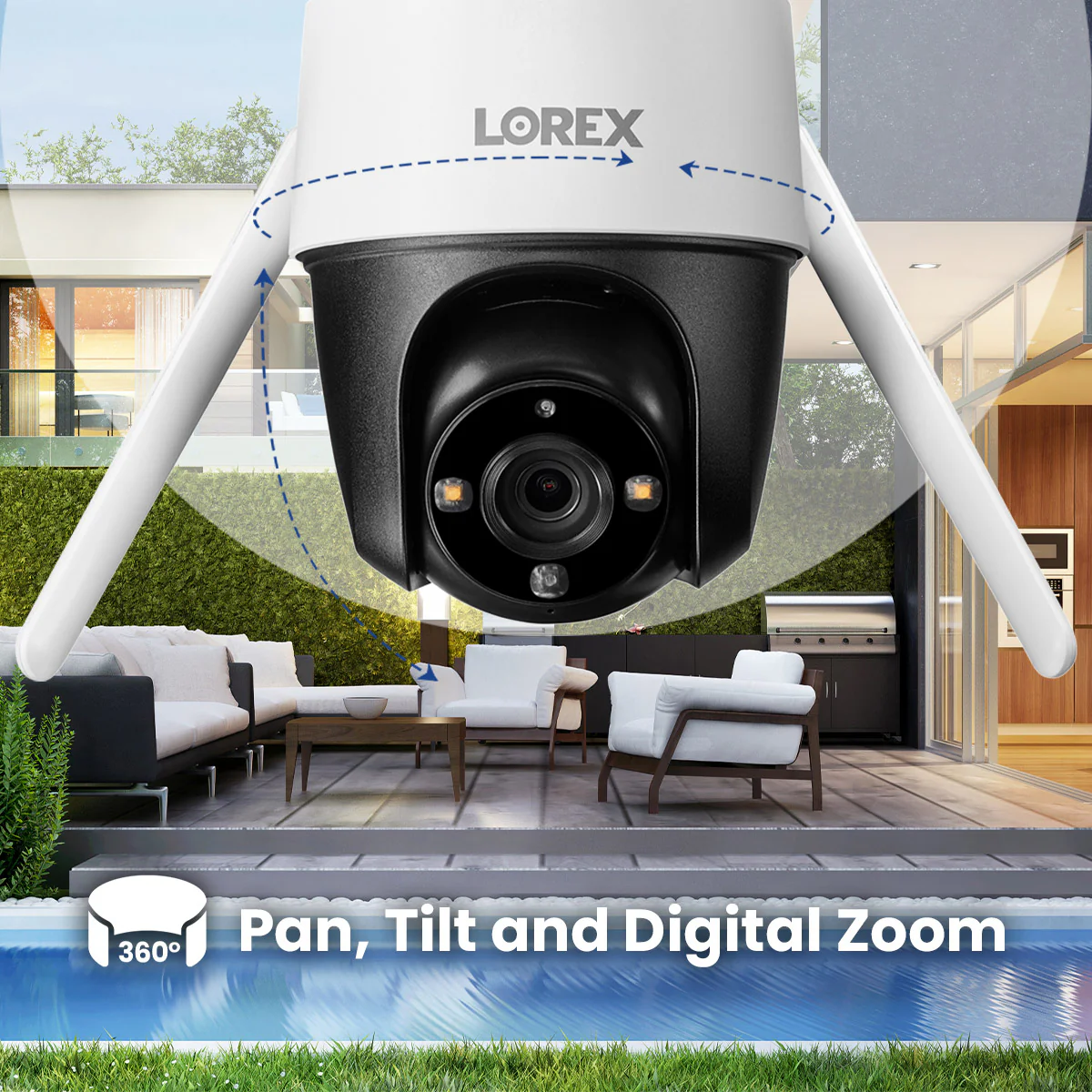 Lorex Wireless Fusion - 4K+ NVR with 2K Wired Doorbell, Outdoor Pan-Tilt Camera, Wi-Fi Floodlight Camera, Two 4K Wi-Fi 6 Outdoor Cameras and Two Indoor Pan-Tilt Cameras - Image 4