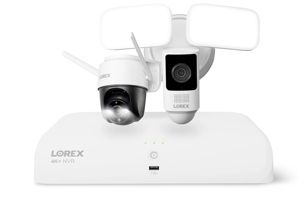 Lorex Wireless Fusion - 4K+ NVR with 2K Wi-Fi Floodlight and 2K Wi-Fi Outdoor Pan-Tilt Camera