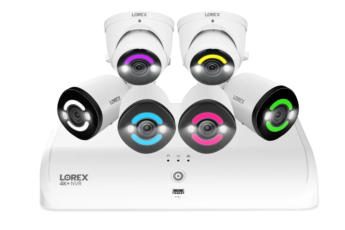 Lorex 4K+ Fusion Wired NVR System with 4 Bullet and 2 Dome IP Cameras Featuring 12MP Ultra HD and Smart Security Lighting