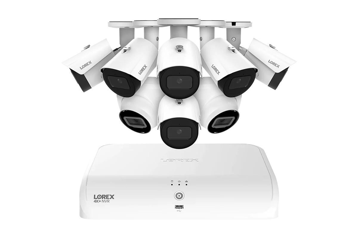 Lorex 4K Fusion 2TB Wired NVR System with Six 4K Bullet Security Cameras and Two 4K Turret Security Cameras