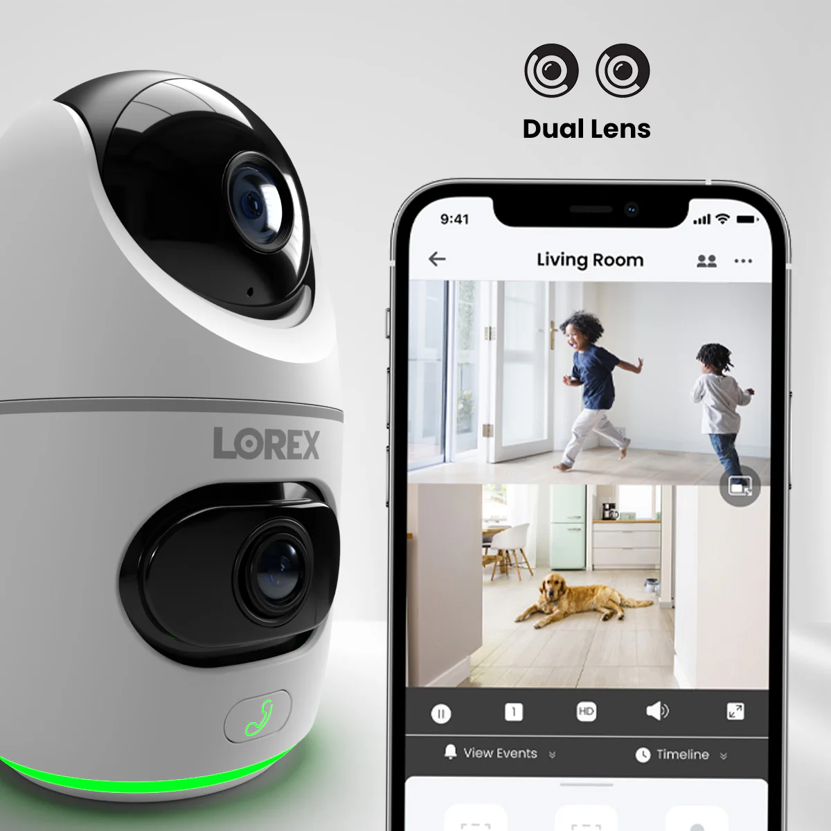 Lorex 2K Dual Lens Indoor Pan-Tilt Wi-Fi Security Camera (2-pack, 32GB) - Image 3